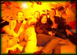 Lying on the beds at Eurotrash